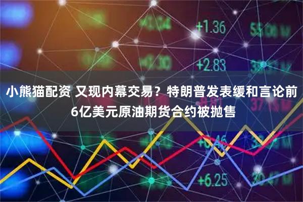 小熊猫配资 又现内幕交易？特朗普发表缓和言论前 6亿美元原油期货合约被抛售