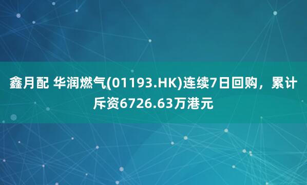 鑫月配 华润燃气(01193.HK)连续7日回购，累计斥资6726.63万港元