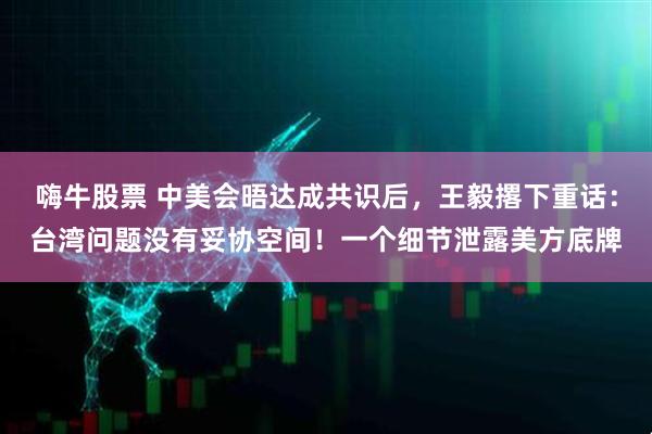 嗨牛股票 中美会晤达成共识后,王毅撂下重话:台湾问题没有妥协空间!一个细节泄露美方底牌